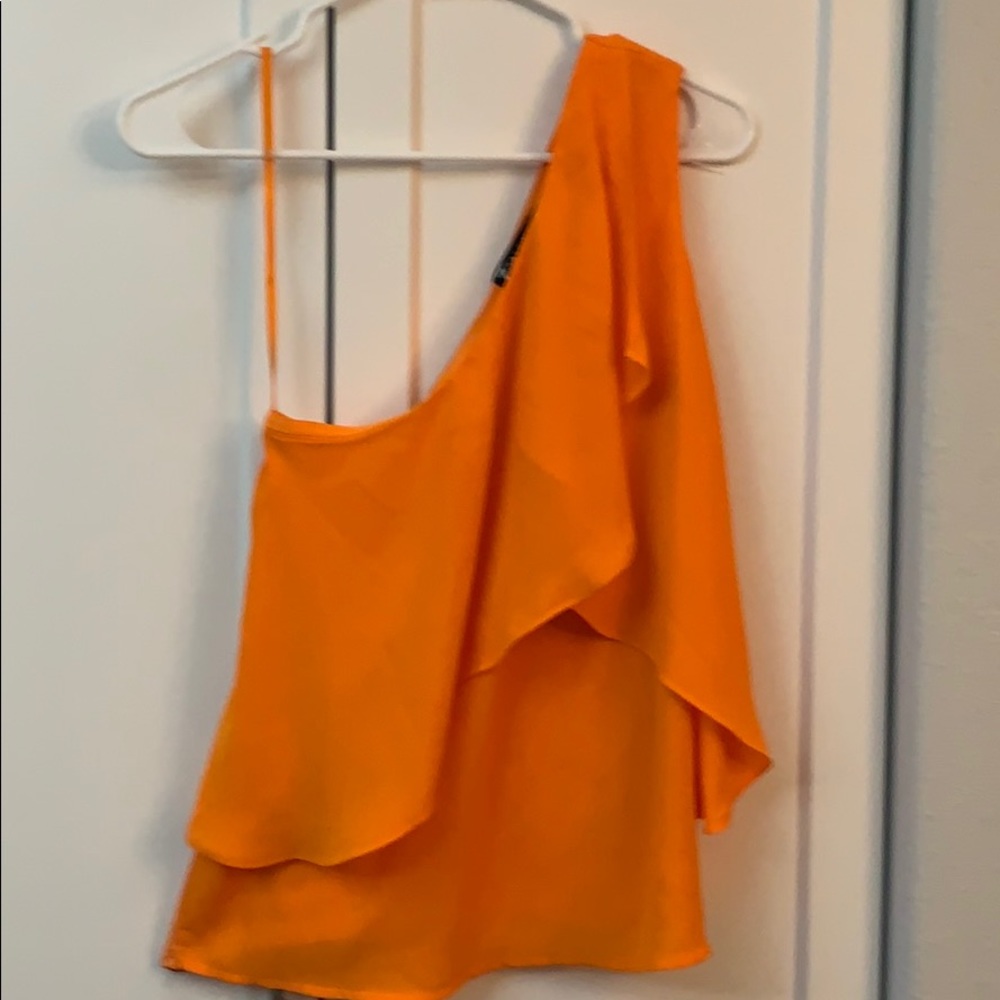 New York & Company Orange one shoulder blouse - XS